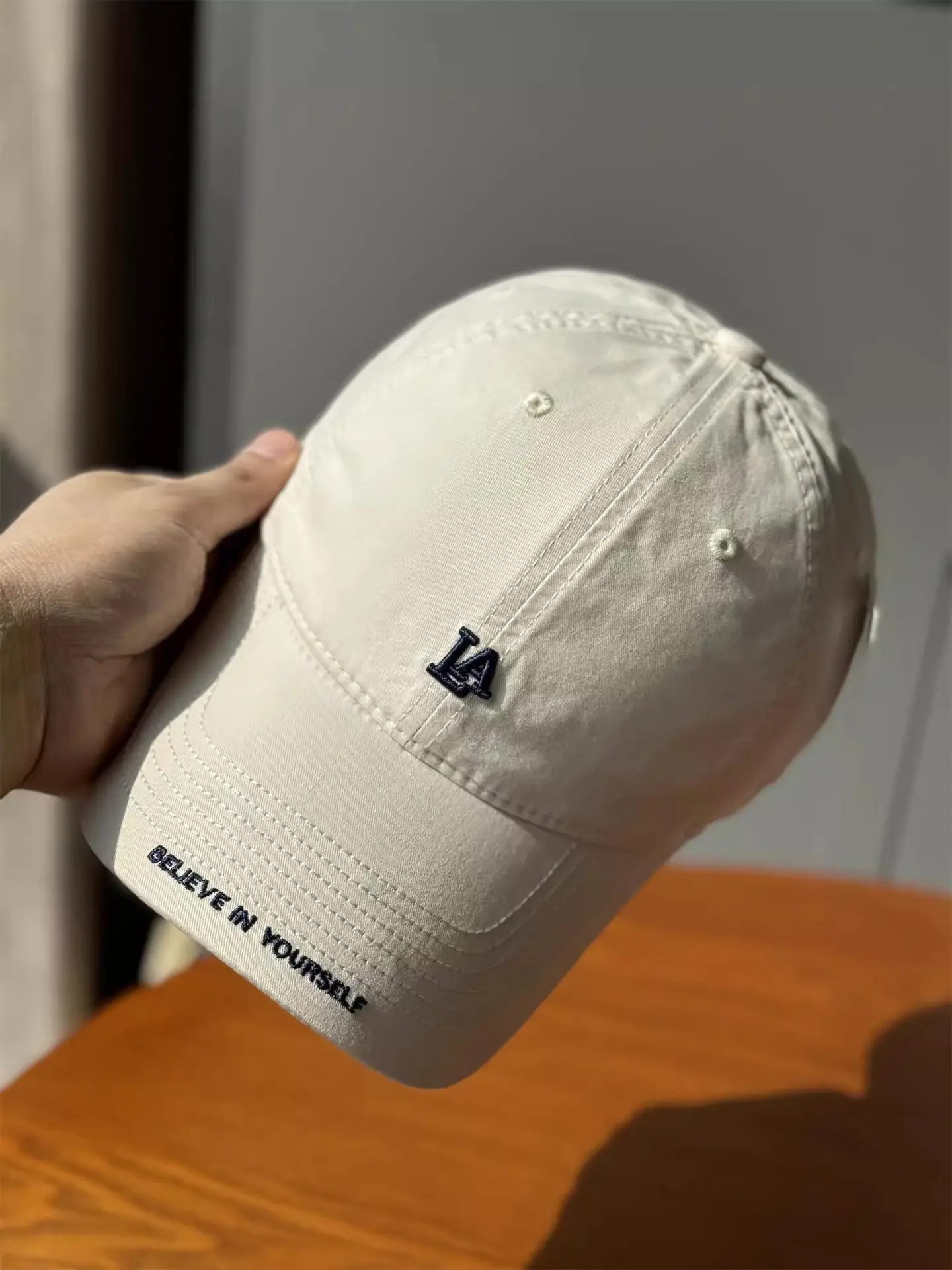 Women's Blue Baseball Cap with "BELIEVE IN YOURSELF" Embroidery — feature 5