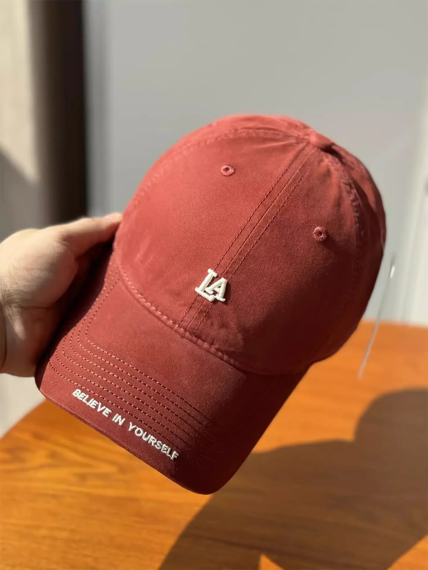 Women's Blue Baseball Cap with "BELIEVE IN YOURSELF" Embroidery — feature 6