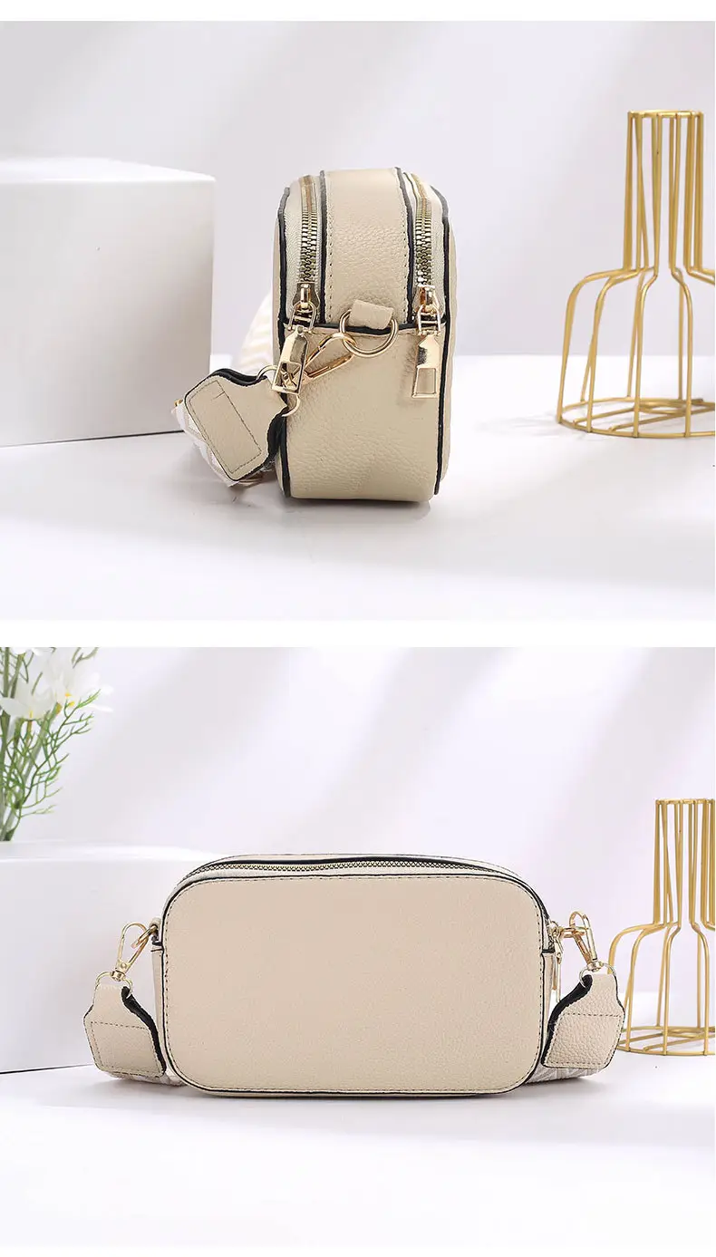 Women's Beige Quilted Crossbody Camera Bag with Strap — feature 19