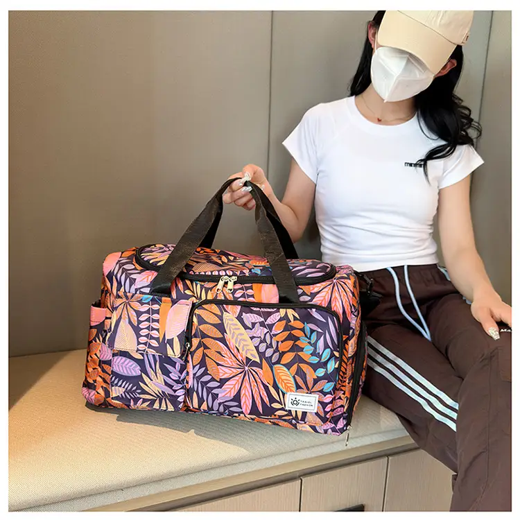 Tropical Print Travel Bag with Leather Handle — feature 18