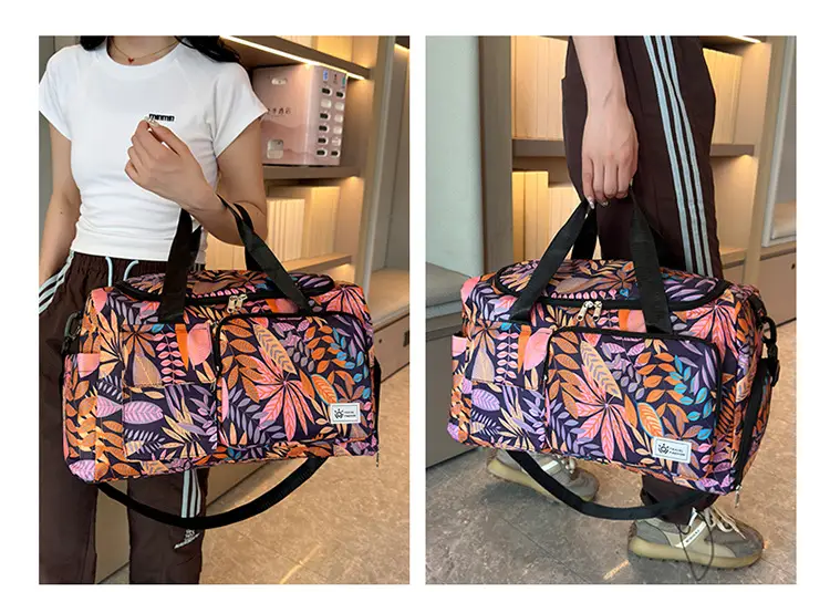 Tropical Print Travel Bag with Leather Handle — feature 20