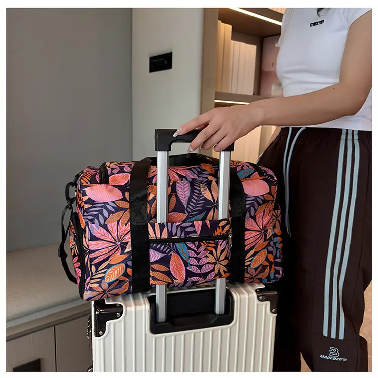 Tropical Print Travel Bag with Leather Handle — feature 21