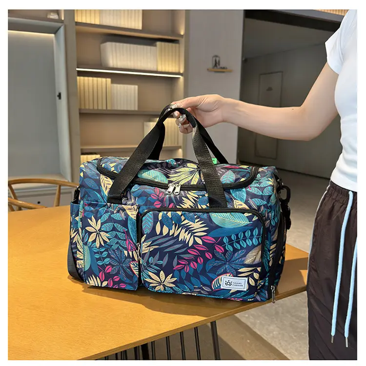 Tropical Print Travel Bag with Leather Handle — feature 22