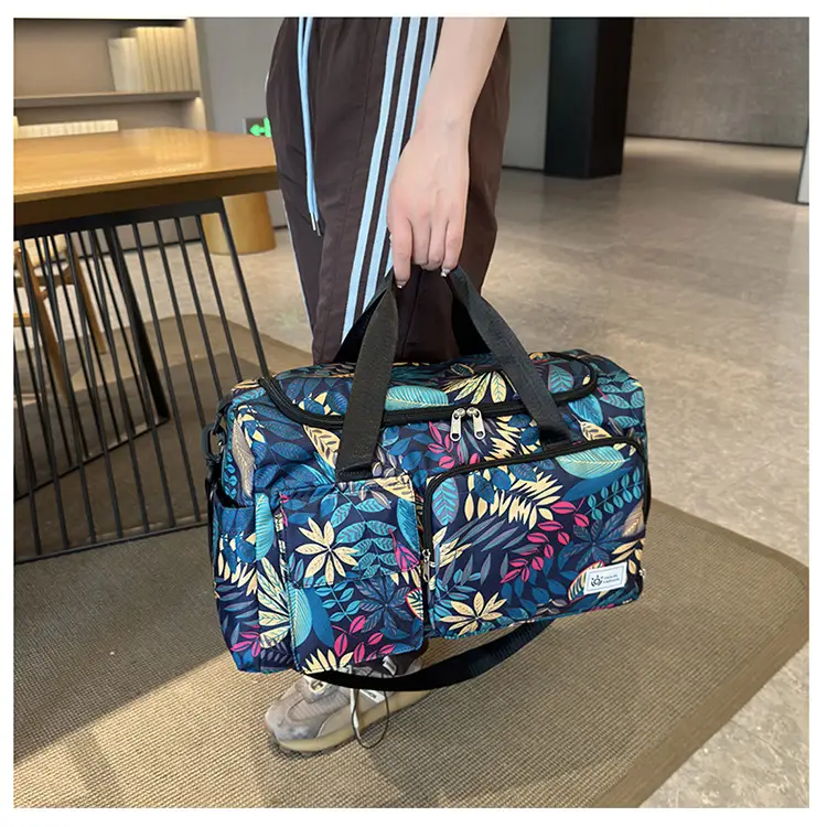 Tropical Print Travel Bag with Leather Handle — feature 23