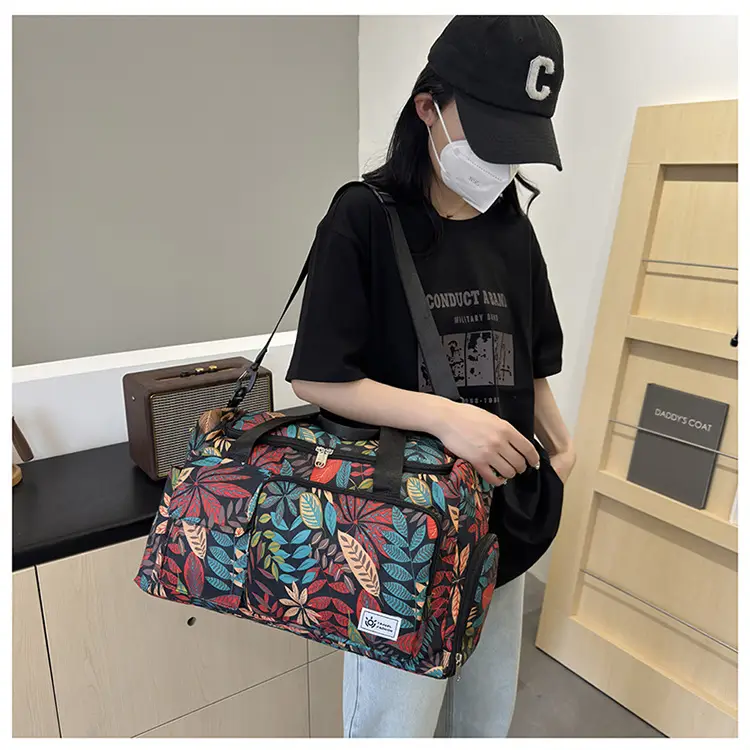 Tropical Print Travel Bag with Leather Handle — feature 28
