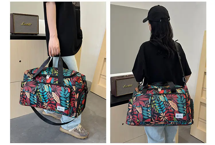 Tropical Print Travel Bag with Leather Handle — feature 30