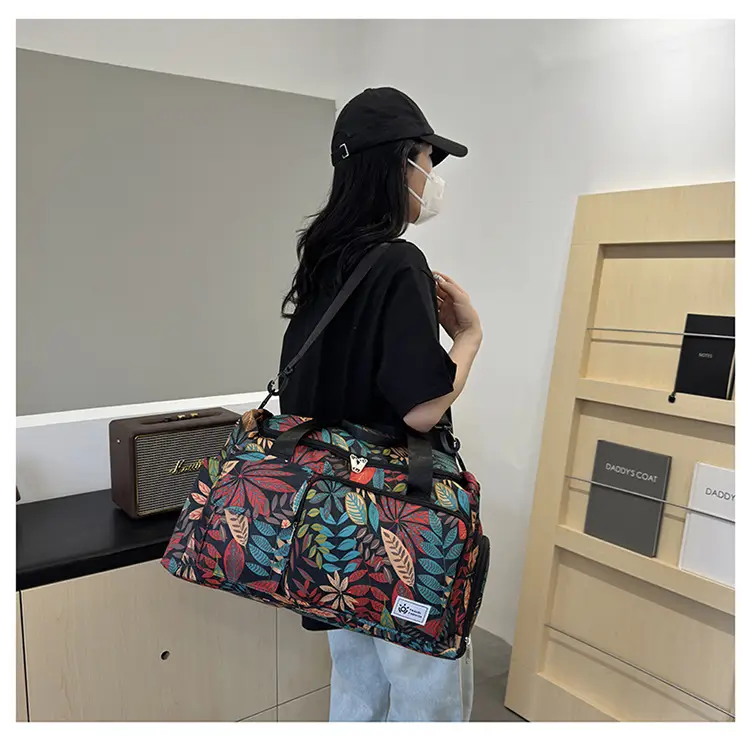 Tropical Print Travel Bag with Leather Handle — feature 31