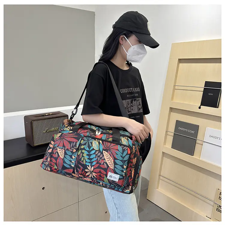 Tropical Print Travel Bag with Leather Handle — feature 32