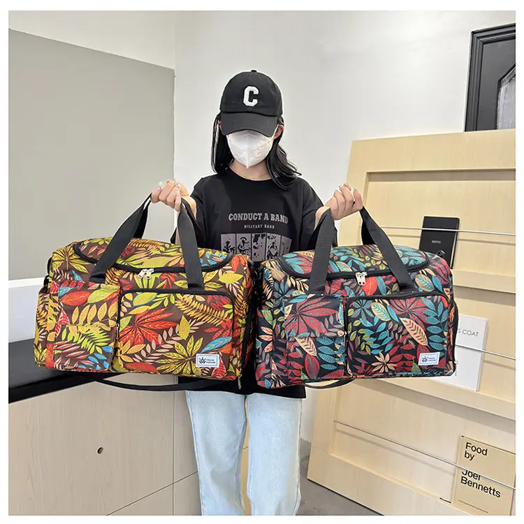 Tropical Print Travel Bag with Leather Handle — feature 33