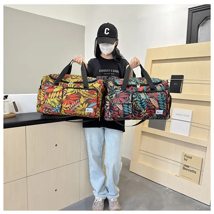 Tropical Print Travel Bag with Leather Handle — feature 34