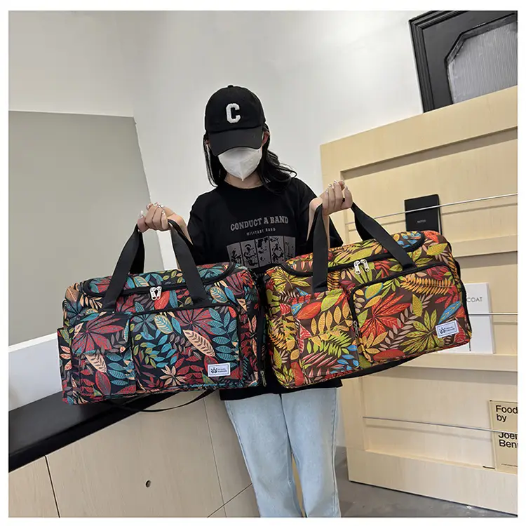 Tropical Print Travel Bag with Leather Handle — feature 35