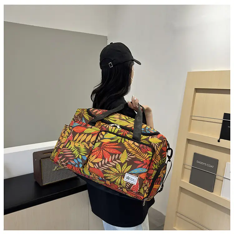 Tropical Print Travel Bag with Leather Handle — feature 38