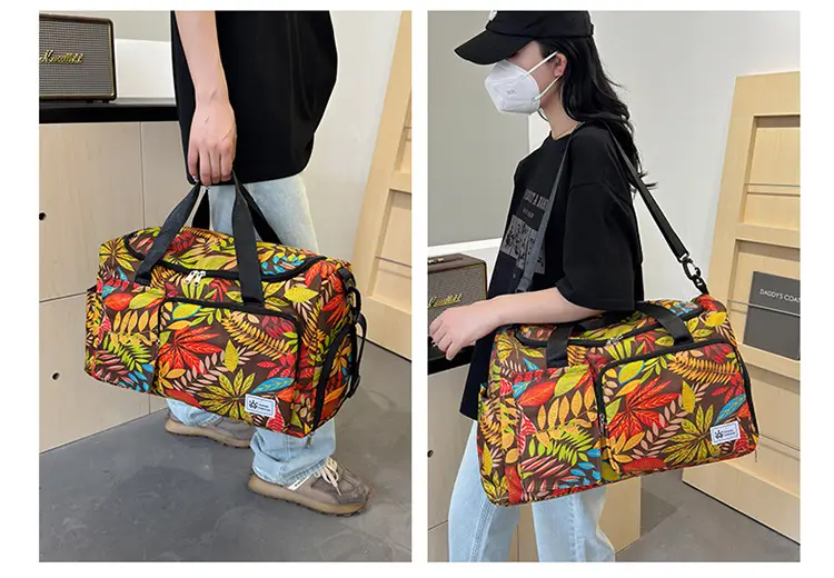 Tropical Print Travel Bag with Leather Handle — feature 39