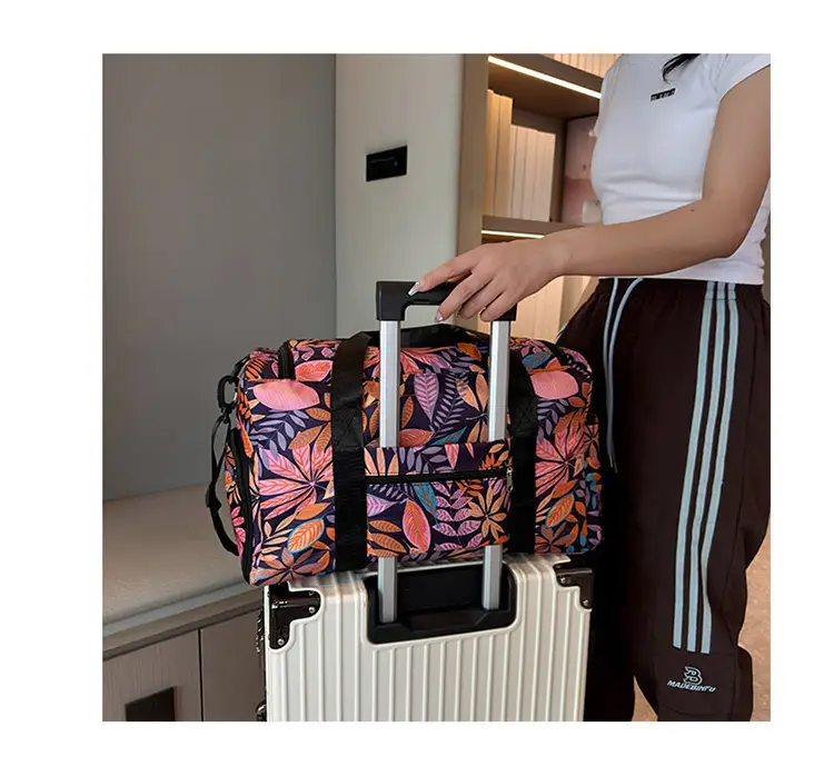 Tropical Print Travel Bag with Leather Handle — feature 4
