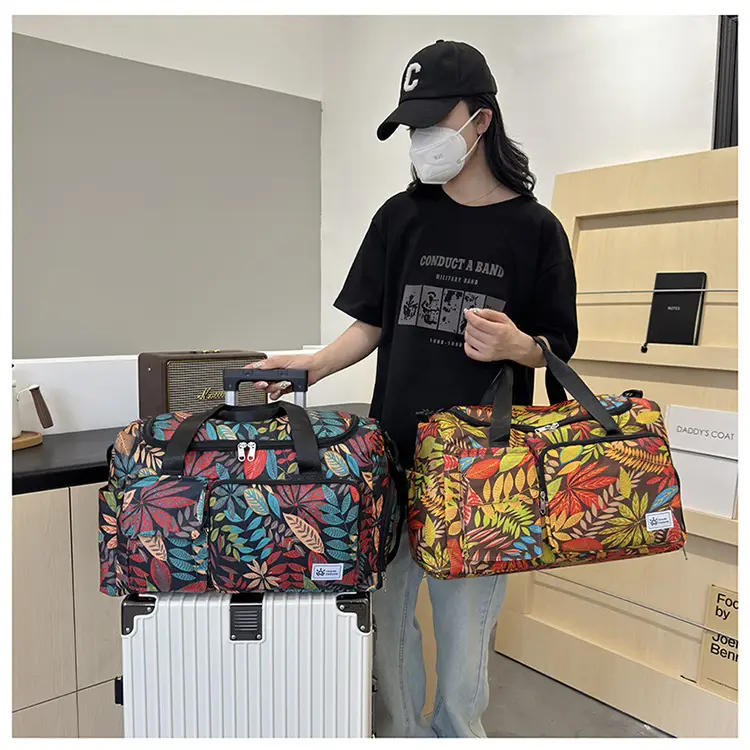Tropical Print Travel Bag with Leather Handle — feature 43