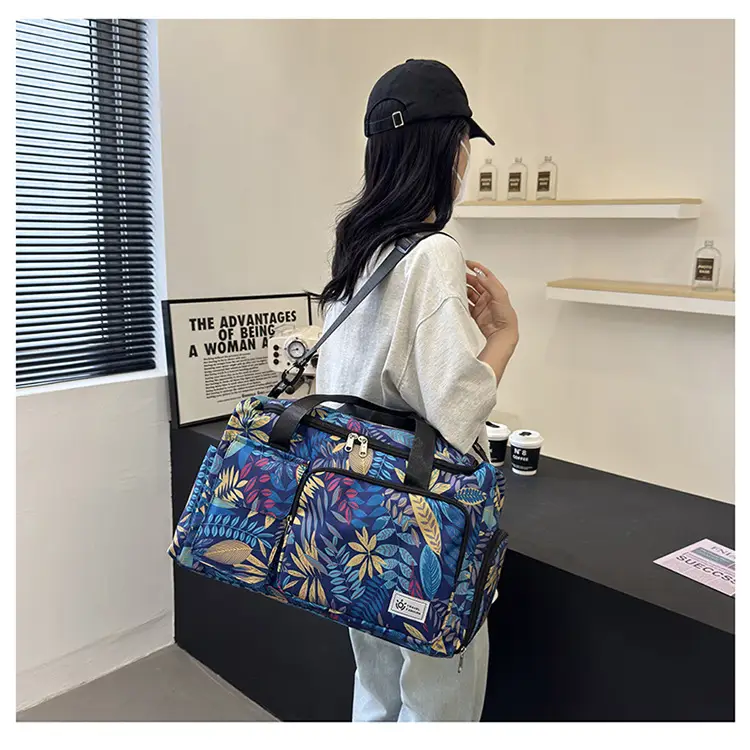 Tropical Print Travel Bag with Leather Handle — feature 47