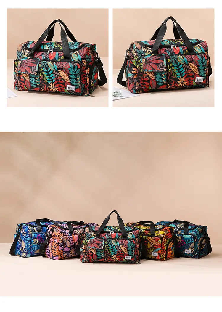Tropical Print Travel Bag with Leather Handle — feature 9