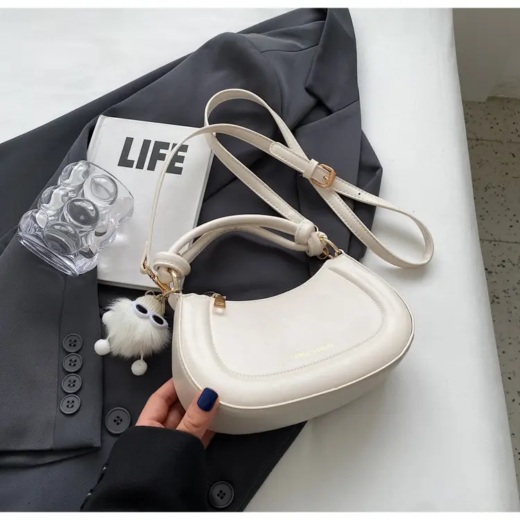 Women's Brown Leather Shoulder Bag with Cute Keychain — feature 22