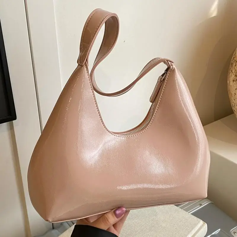 Women's Nude Leather Underarm Bag 2025 Summer - Image 6