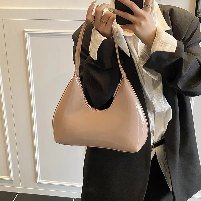 Women's Nude Leather Underarm Bag 2025 Summer - Image 7