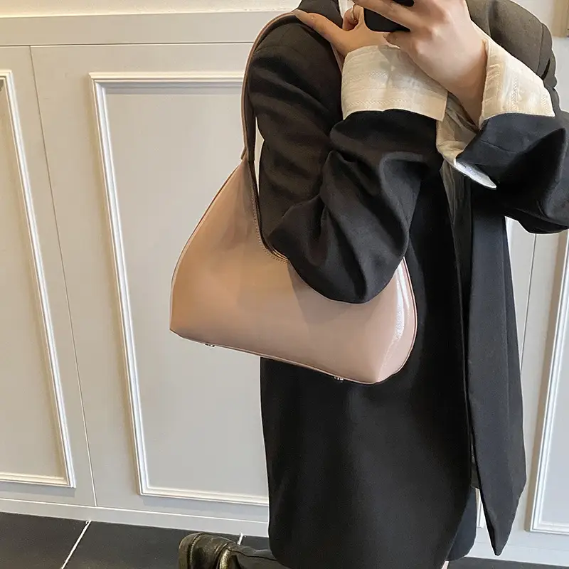 Women's Nude Leather Underarm Bag 2025 Summer - Image 8