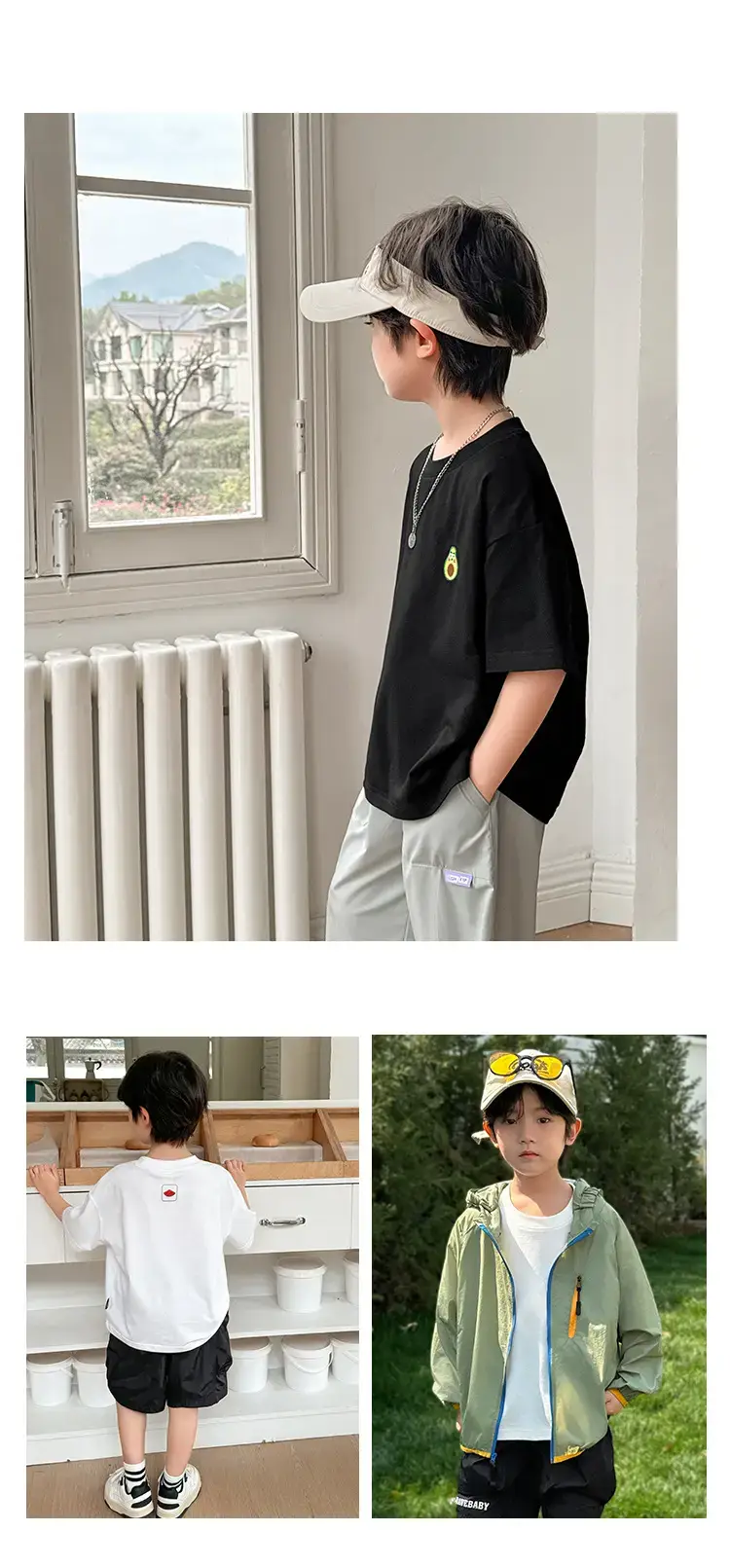 Boys Ice-Cool Cotton T-Shirt Red White Korean Style — feature 10