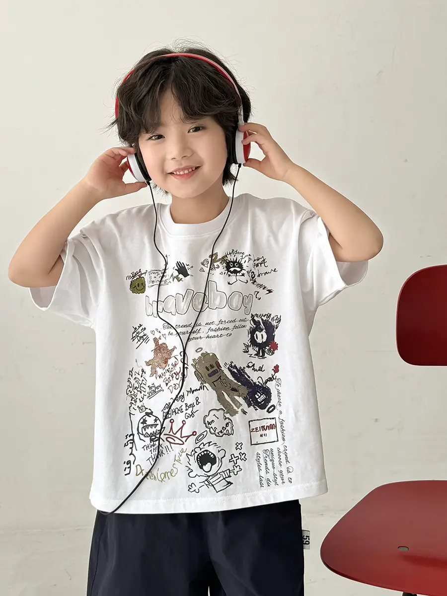 Boys Pure Cotton Graffiti T-Shirt Summer Wear - Image 6