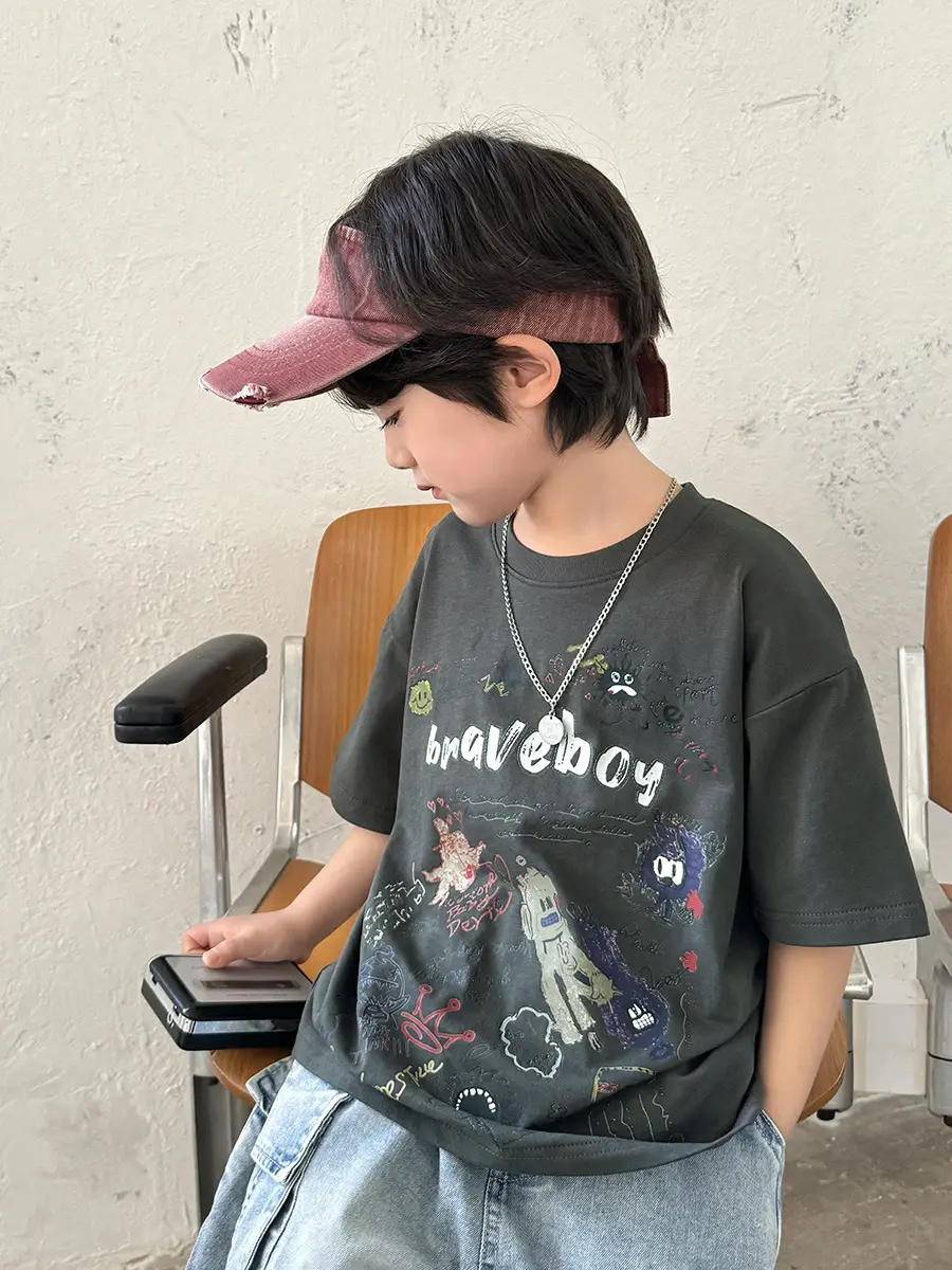 Boys Pure Cotton Graffiti T-Shirt Summer Wear - Image 7