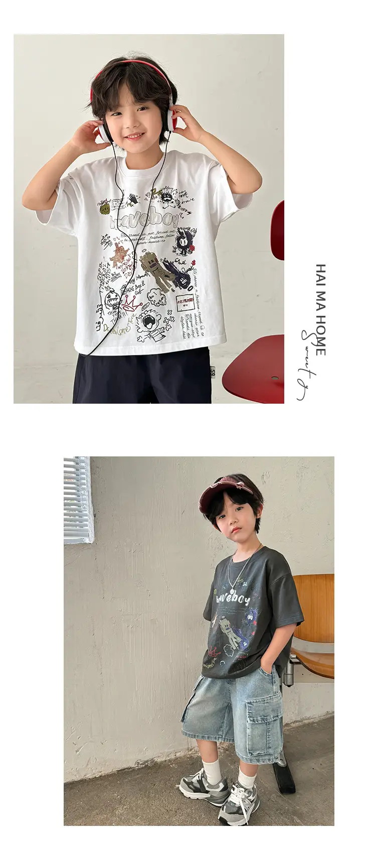 Boys Pure Cotton Graffiti T-Shirt Summer Wear — feature 11