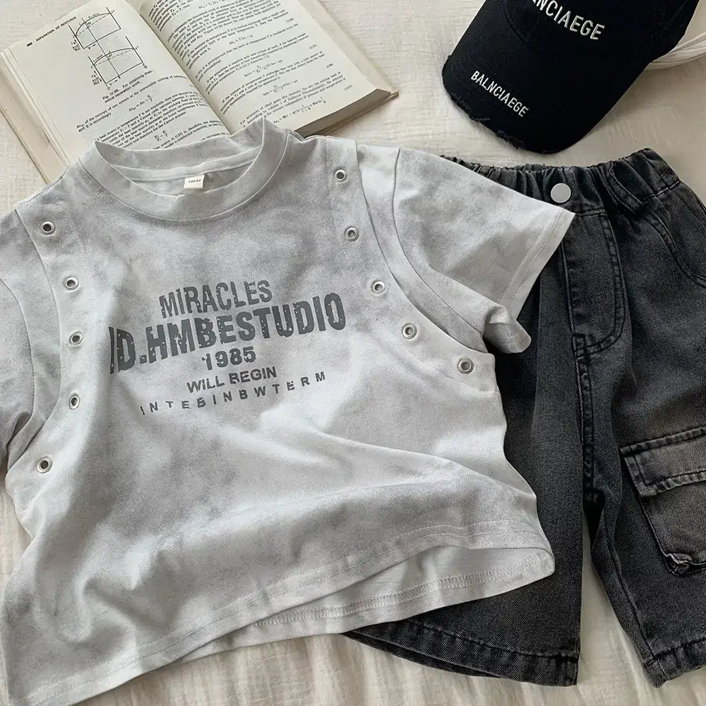 Children Letter Print T-Shirt White Summer 2025 — feature 3