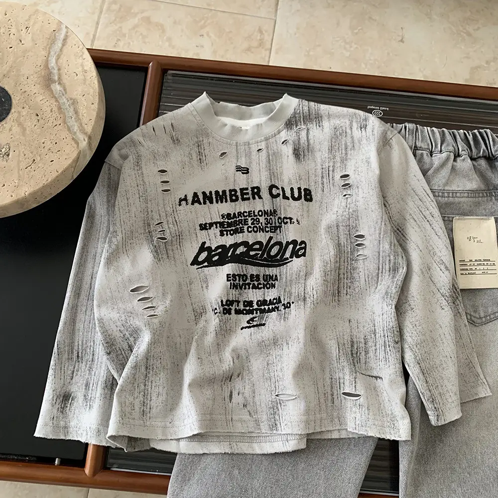 Children's Grey Wash & Wear T-Shirt Set for Girls
