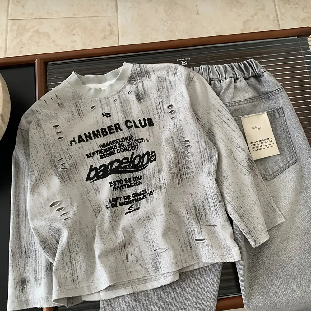 Children's Grey Wash & Wear T-Shirt Set for Girls — feature 3