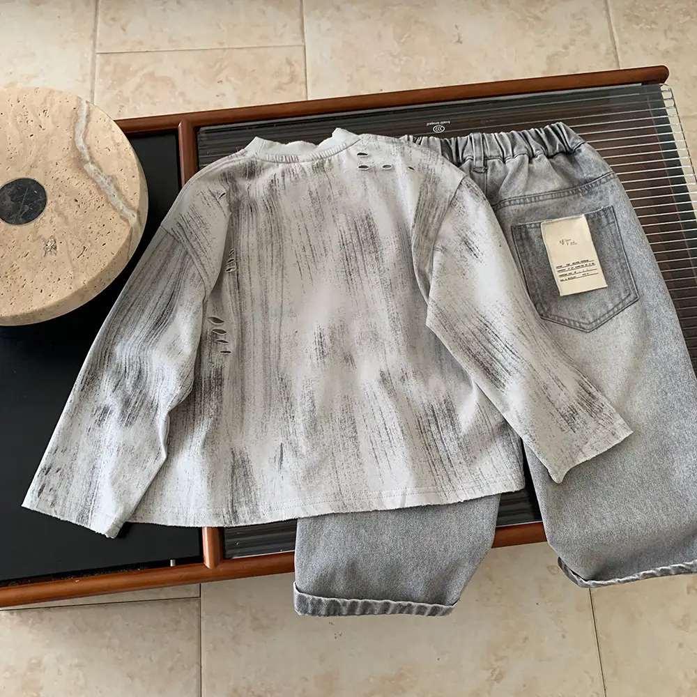 Children's Grey Wash & Wear T-Shirt Set for Girls — feature 8