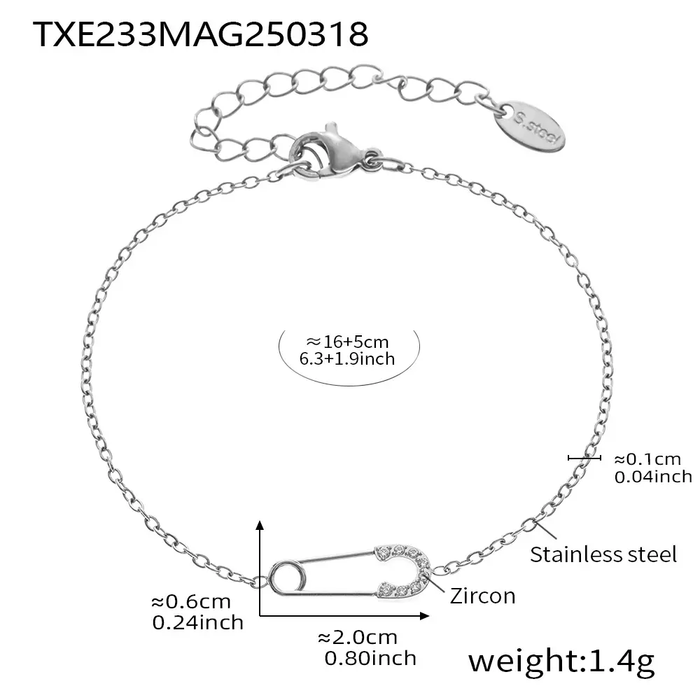 Oumeca Full Diamond Zircon Pin Necklace Bracelet Women - Image 4