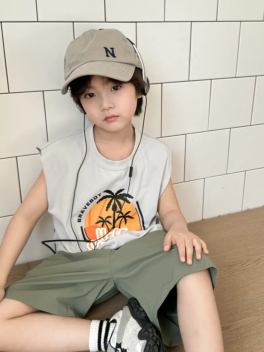 Boys Pure Cotton Sleeveless Vest Summer T-Shirt - Image 5