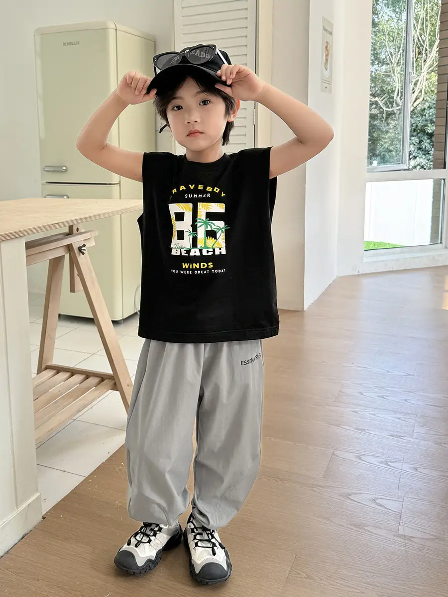 Boys Pure Cotton Sleeveless Vest Summer T-Shirt - Image 7
