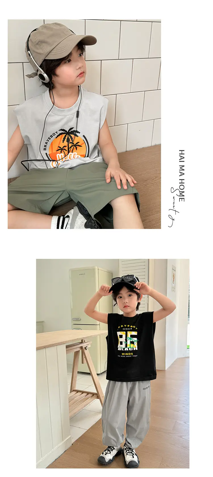 Boys Pure Cotton Sleeveless Vest Summer T-Shirt — feature 11