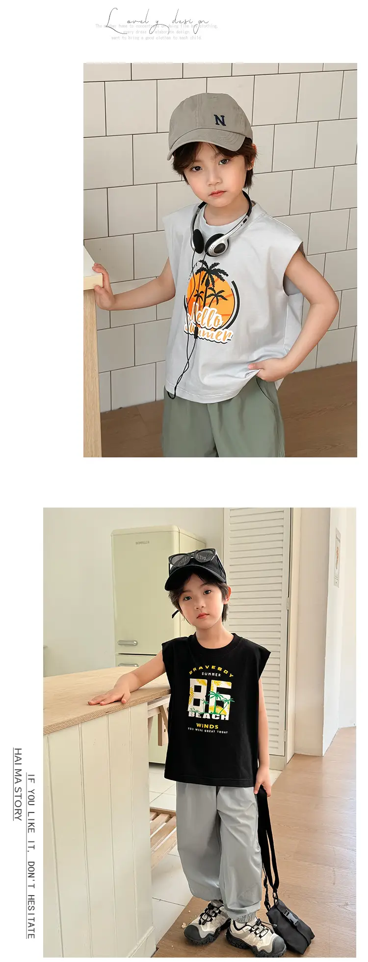 Boys Pure Cotton Sleeveless Vest Summer T-Shirt — feature 9