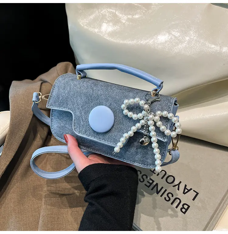 Women's Grey Pearl Chain Shoulder Crossbody Bag — feature 21