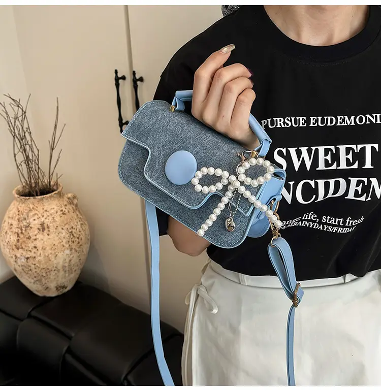 Women's Grey Pearl Chain Shoulder Crossbody Bag — feature 5