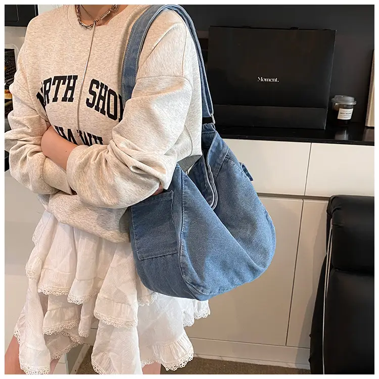 Denim Crossbody Bag Women Retro Messenger Bag New Casual All-match Fashion Student Shoulder Bag luggage and leather goods — feature 11