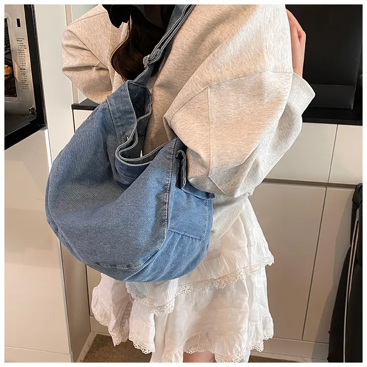 Denim Crossbody Bag Women Retro Messenger Bag New Casual All-match Fashion Student Shoulder Bag luggage and leather goods — feature 12