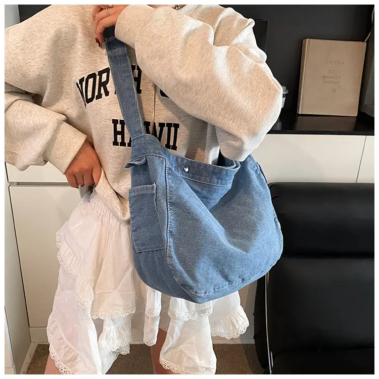 Denim Crossbody Bag Women Retro Messenger Bag New Casual All-match Fashion Student Shoulder Bag luggage and leather goods — feature 13