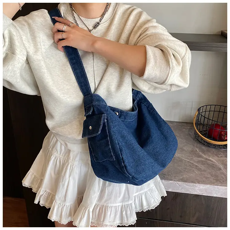 Denim Crossbody Bag Women Retro Messenger Bag New Casual All-match Fashion Student Shoulder Bag luggage and leather goods — feature 7