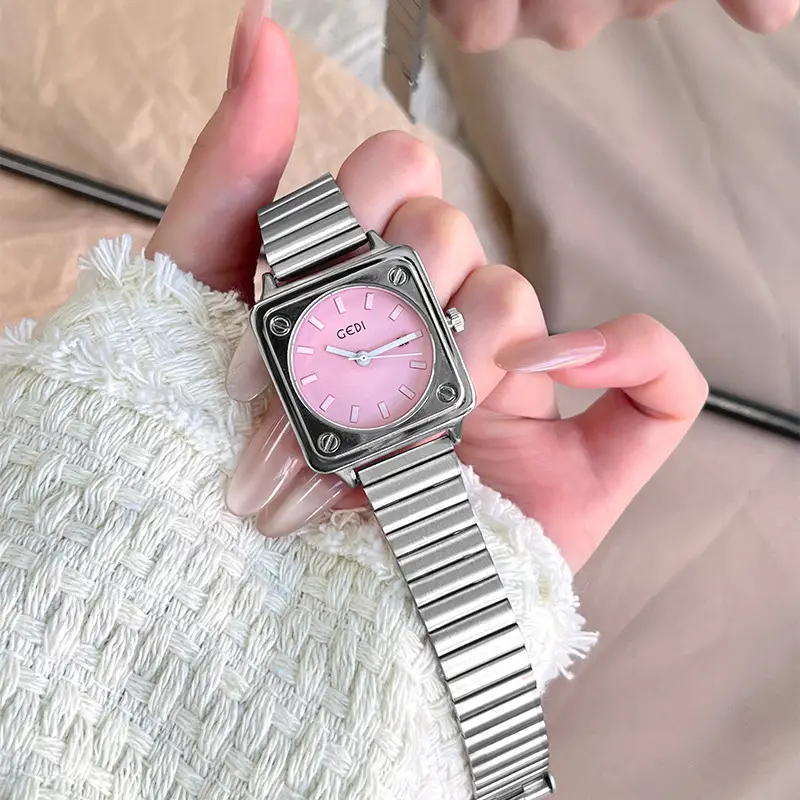 Women's Silver Brick Watch with Quartz Steel Band