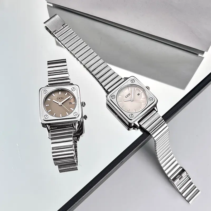 Women's Silver Brick Watch with Quartz Steel Band