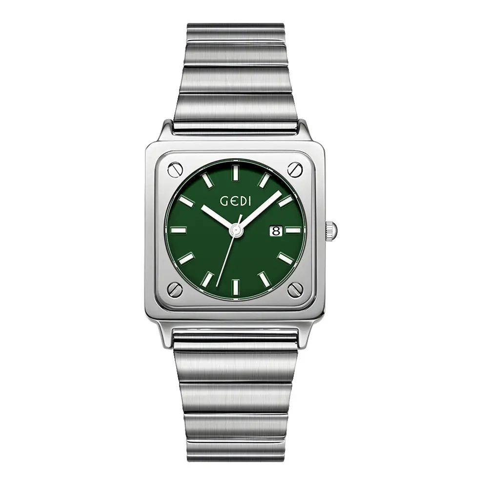 Women's Silver Brick Watch with Quartz Steel Band