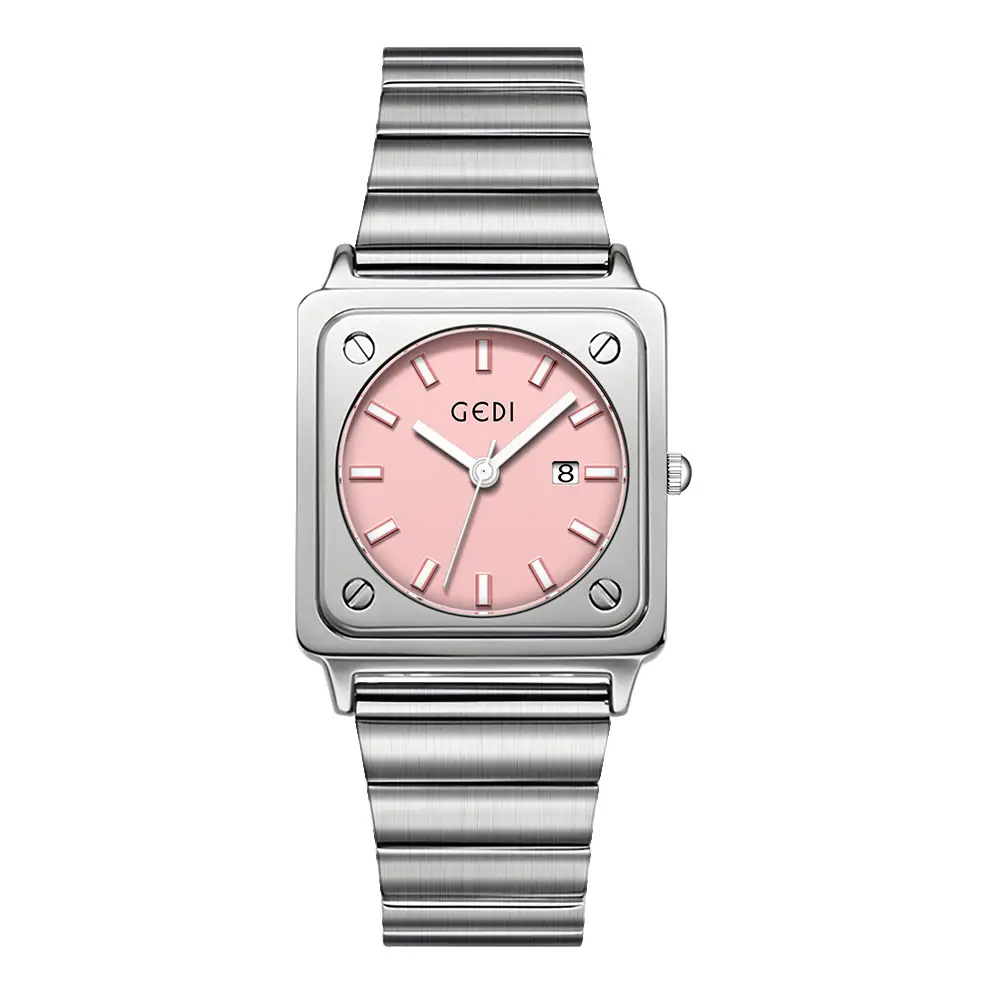 Women's Silver Brick Watch with Quartz Steel Band