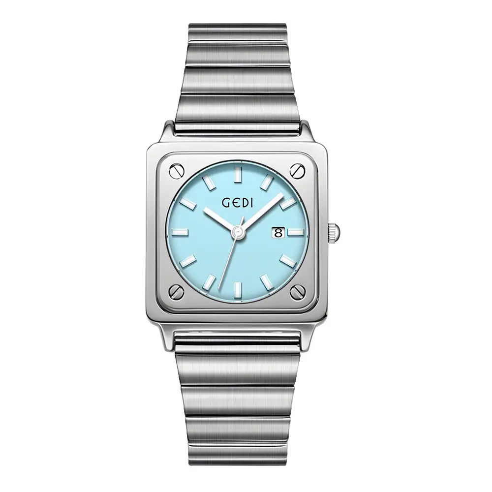 Women's Silver Brick Watch with Quartz Steel Band