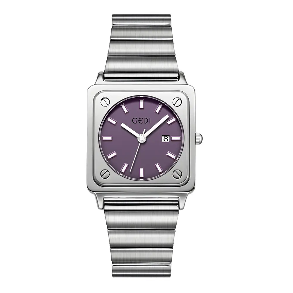 Women's Silver Brick Watch with Quartz Steel Band